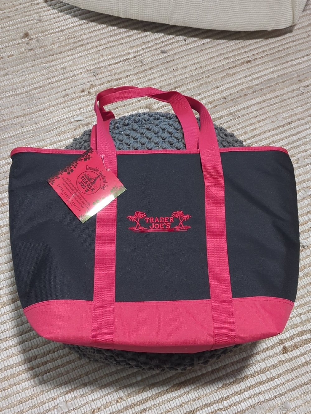 Trader Joes Black and Red Insulated Tote
